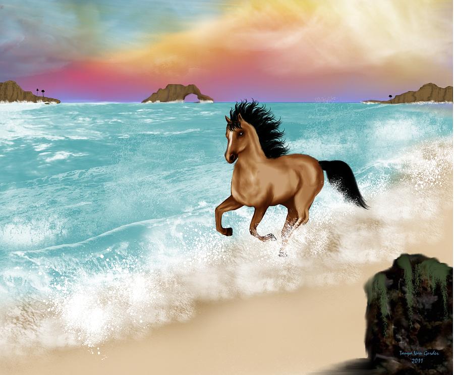 Horse Digital Art - Wave Runner by Tanya Van Gorder