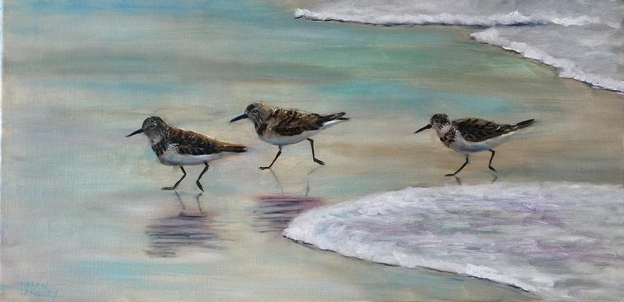 Sand Pipers Painting - Wave Runners by Karen Langley Sand Pipers Painting - Wave Runners by Karen Langley