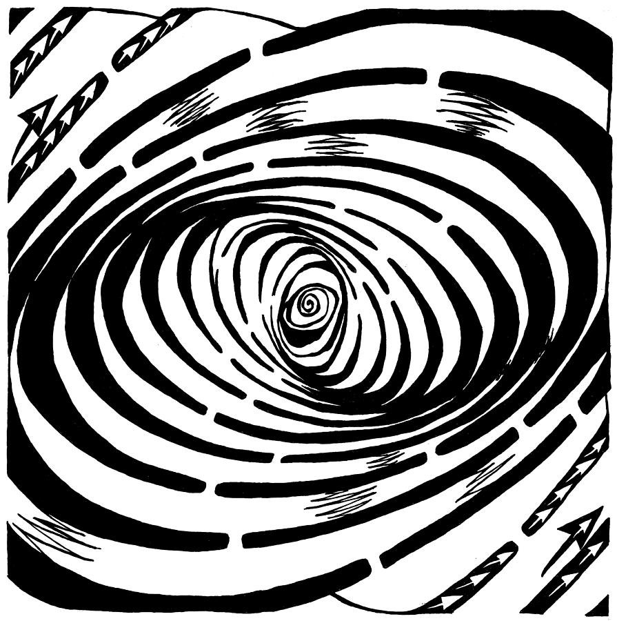 Wave Swirl Maze Drawing by Yonatan Frimer Maze Artist