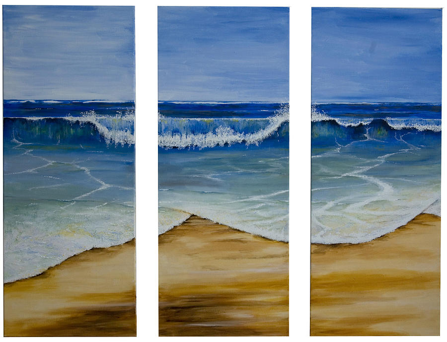 Seascape Painting - Wave triptytch by Alan Pickersgill