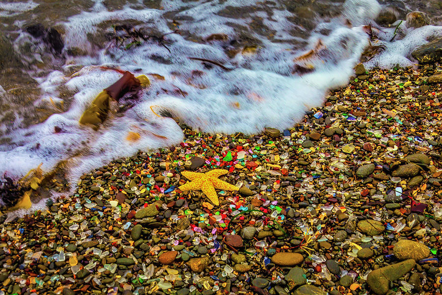 Wave Washing Over Starfish Photograph by Garry Gay