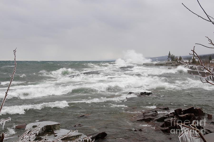 Wave Watching on Superior Photograph by Sandra Updyke