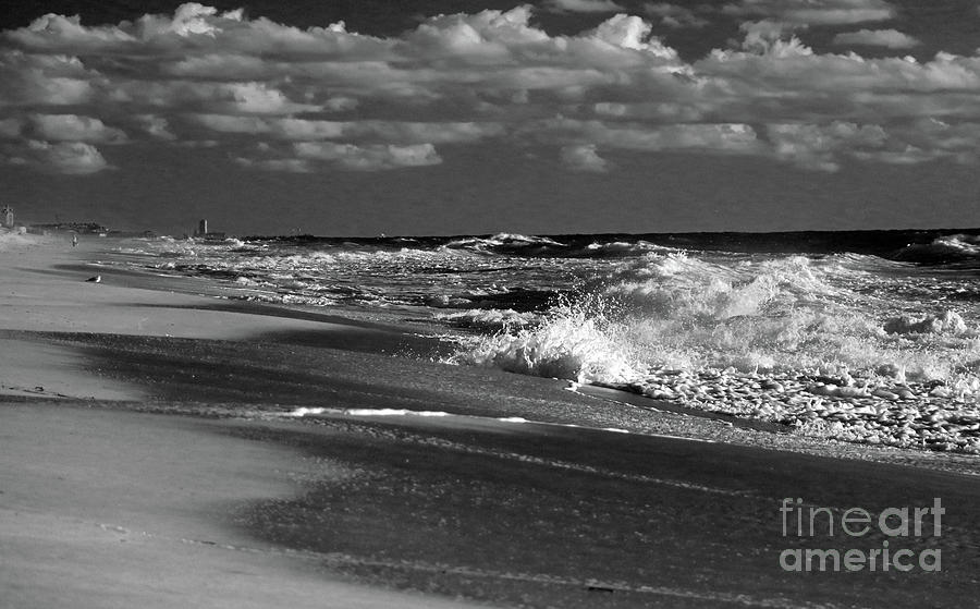 Waves and Clouds in BW Photograph by Mary Haber