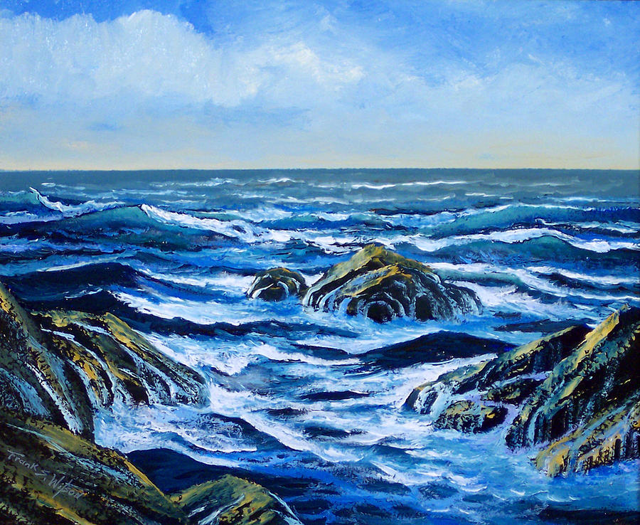 Waves And Foam Painting by Frank Wilson