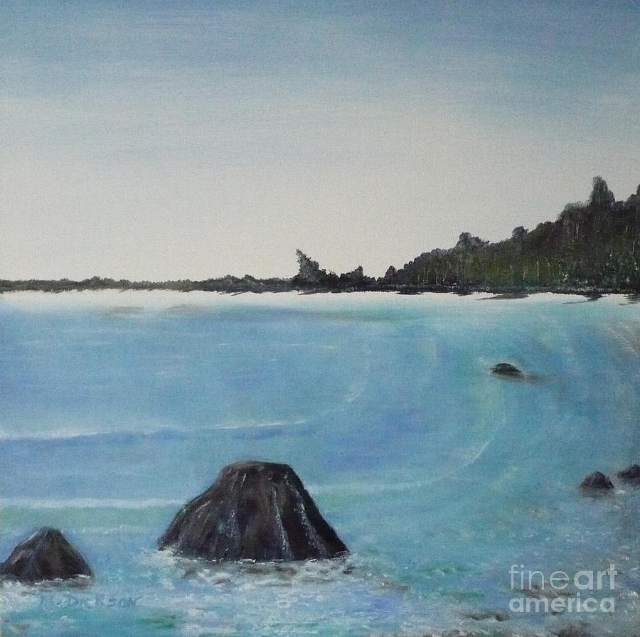 Beach Painting - Waves and Pines by Monika Shepherdson