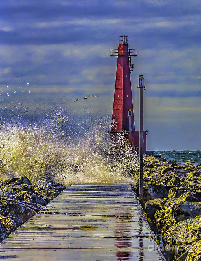 Waves at Muskegon South Breakwater Photograph by Nick Zelinsky Jr