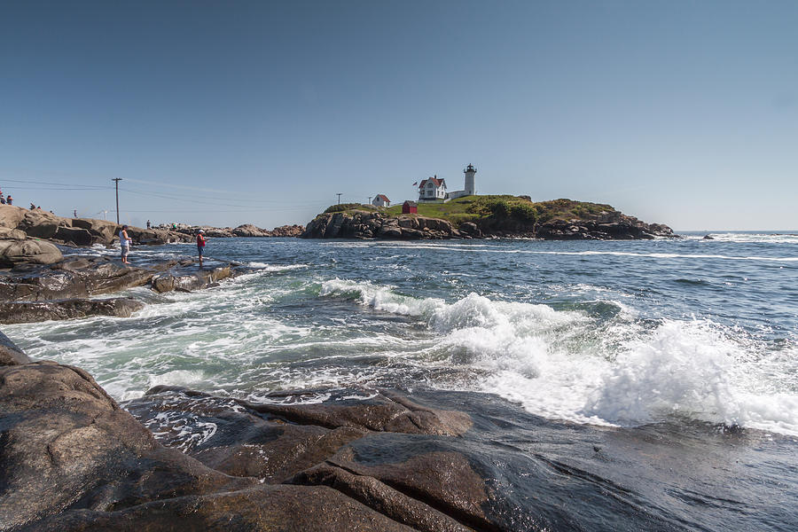 Waves at Nubble Light Photograph by Brian MacLean