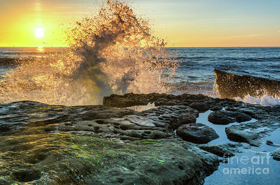 Waves at Sunset Cliffs Photograph by Mike Ste Marie