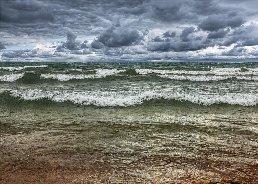 Waves coming Ashore during a Storm Photograph by Randall Nyhof
