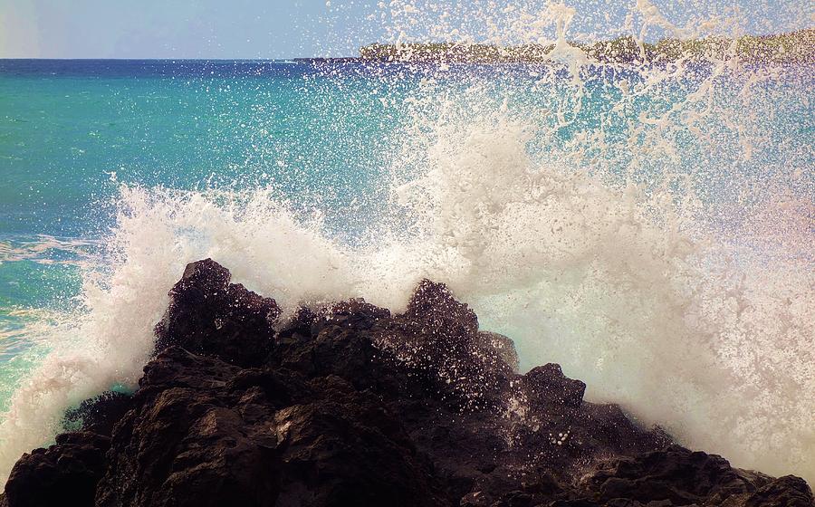 Kona Photograph - Waves Crashes on Lava Rock by Shannon Lee