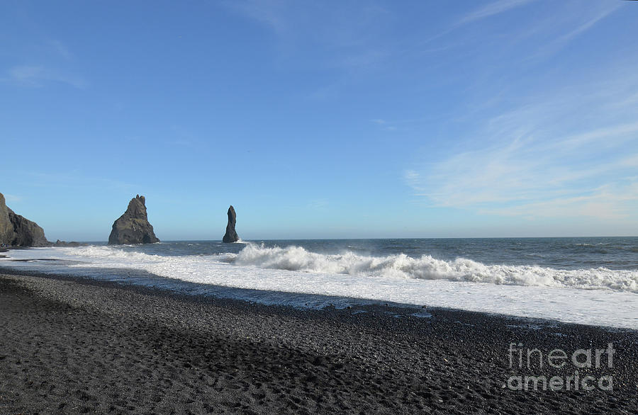 Waves Crashing Ashore at Reynisfjara Beach in Iceland Photograph by DejaVu Designs