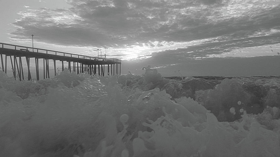 Waves Crashing On The Shore bw Photograph by Robert Banach