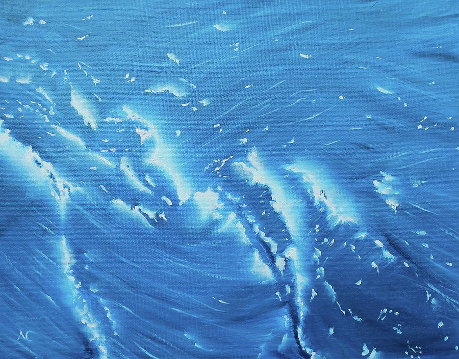 Waves - French Blue Painting by Neslihan Ergul Colley