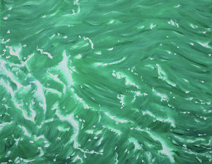 Waves - Green Painting by Neslihan Ergul Colley