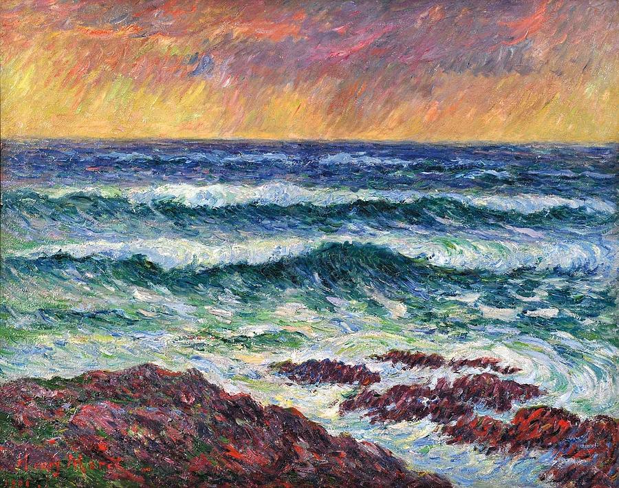 Waves Painting by Henri Moret