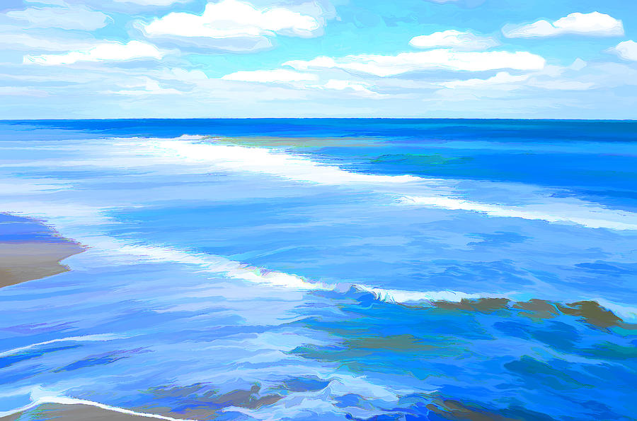 Waves lapping on beach 9 Painting by Jeelan Clark | Fine Art America