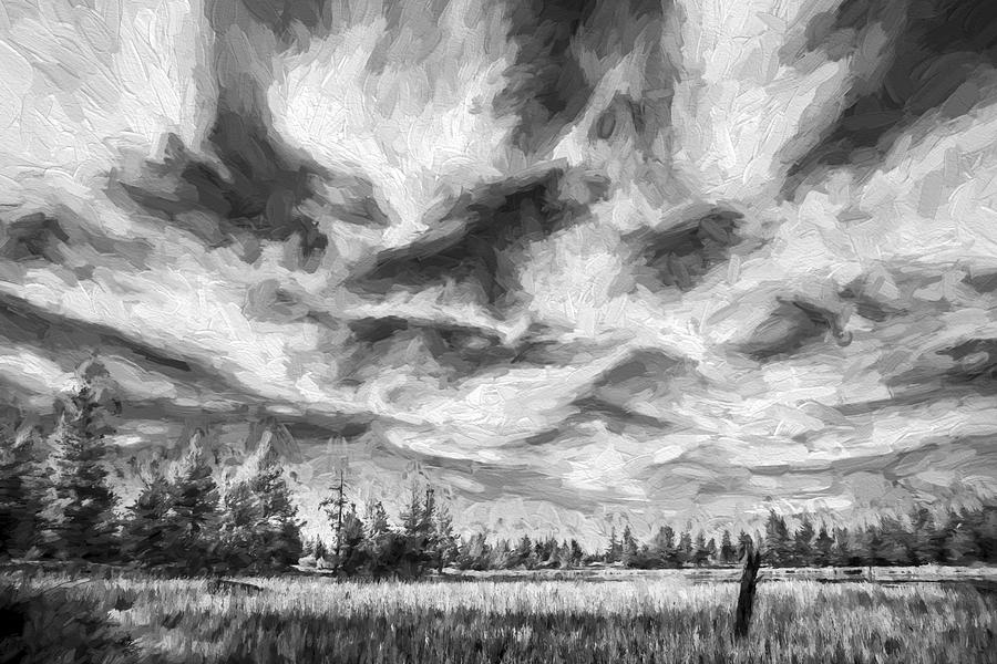 Black And White Digital Art - Waves of Clouds II by Jon Glaser
