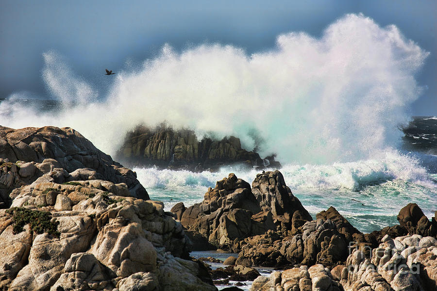 Waves Pounding Rocks California  Photograph by Chuck Kuhn