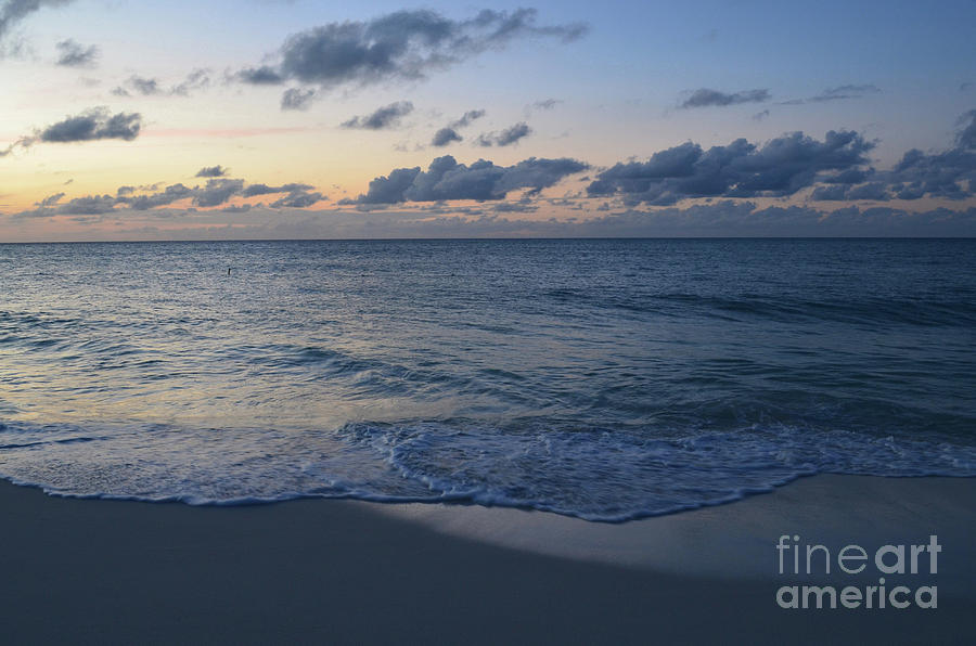 Waves Rolling Ashore at Dusk in Aruba Photograph by DejaVu Designs