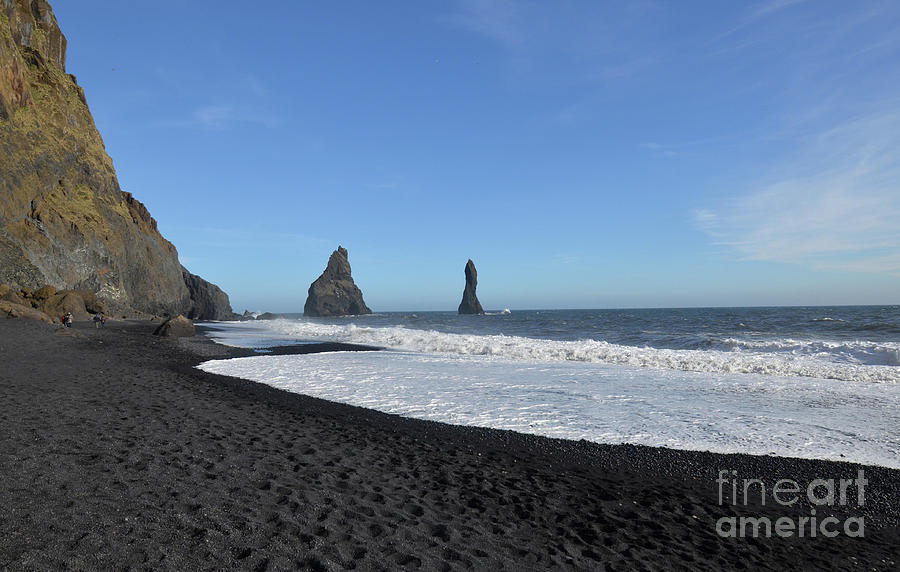 Waves Rolling Ashore on Reynisfjara Beach in Vik Iceland Photograph by DejaVu Designs