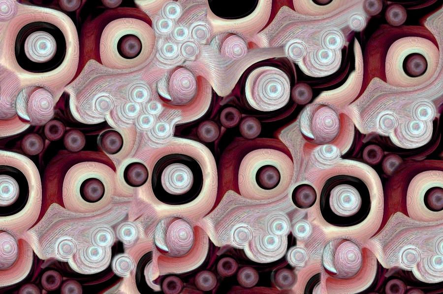 Abstract Mixed Media - Waves Seashells Foam And Stones In Red Hues by Jacqueline Migell Abstract Mixed Media - Waves Seashells Foam And Stones In Red Hues by Jacqueline Migell