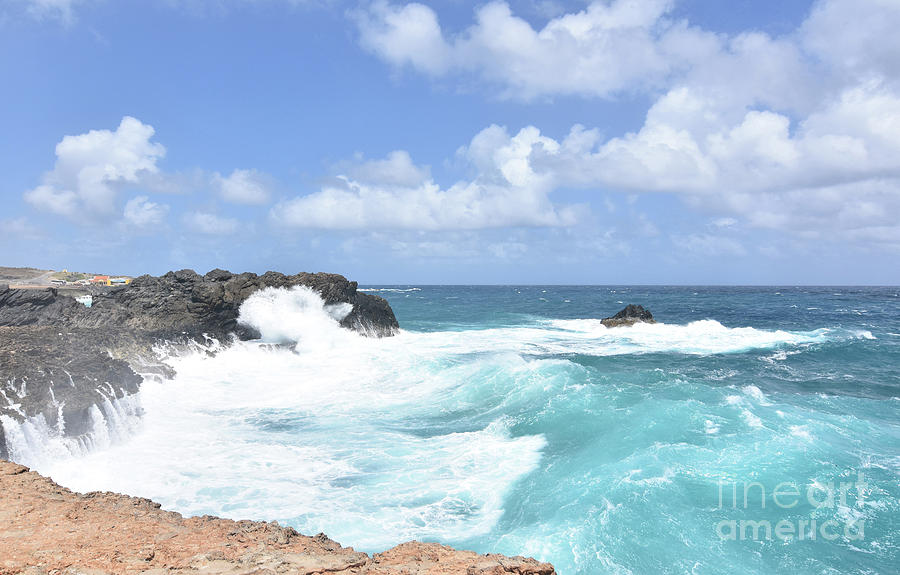 Waves Slamming Against the Rocks Near Andicuri Beach Photograph by DejaVu Designs