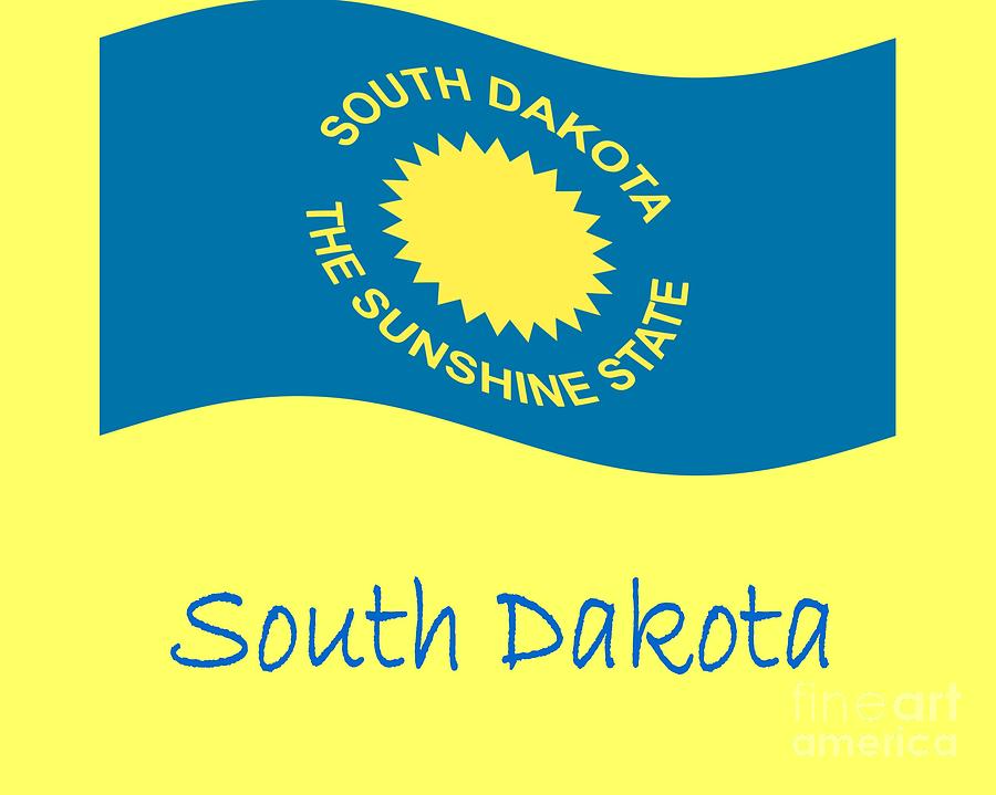 Flag Digital Art - Waving South Dakota Flag And Name by Frederick Holiday