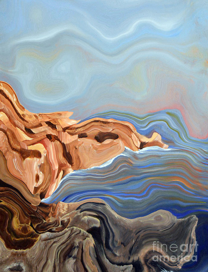 Wavy Coast Painting by Lynellen Nielsen