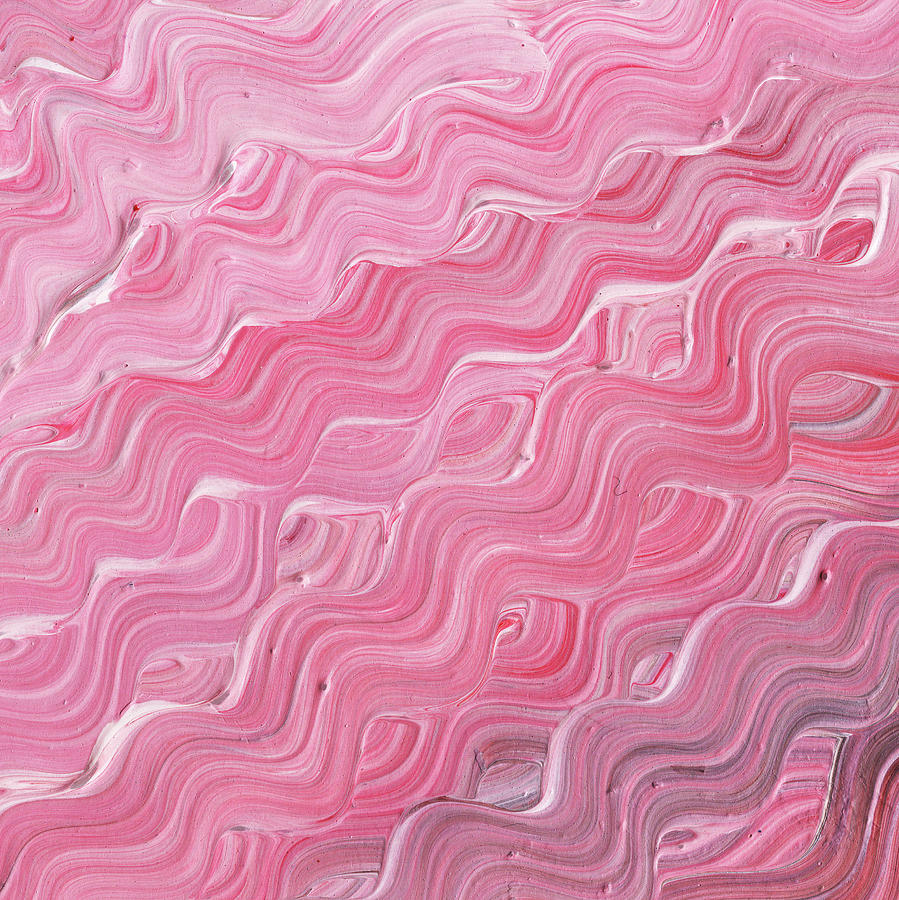 Wavy Pink Brush Strokes Abstract Art For Interior Decor IX Painting by Irina Sztukowski