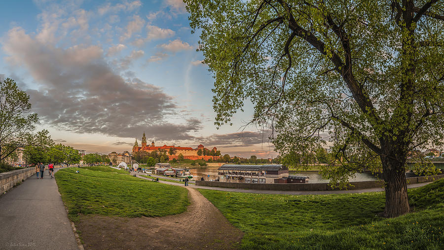 Wawel Royal Castle Seen From Vistula Bank In 16x9 Photograph