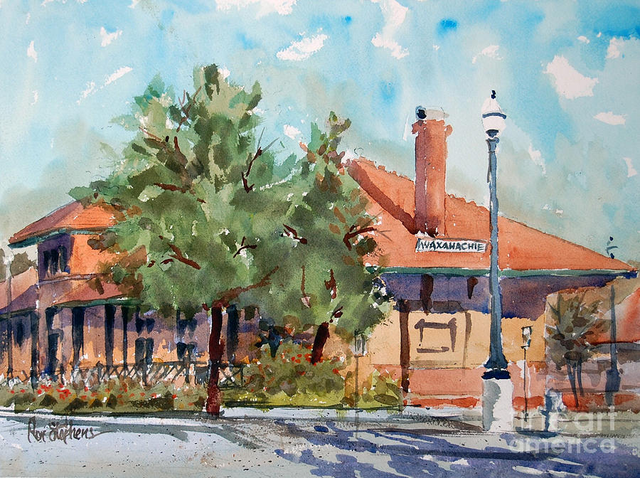 Tree Painting - Waxachie Train Station by Ron Stephens