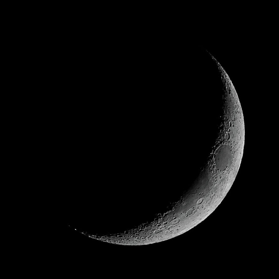 Waxing Crescent Moon June 16 2018 Square format Photograph by Ernest Echols