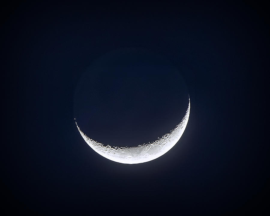 Waxing Crescent Moon Night  2 Photograph by Mark Andrew Thomas