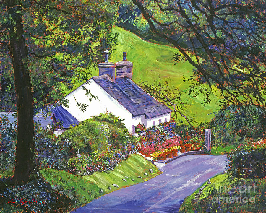 Cottage Painting - Wayside House by David Lloyd Glover