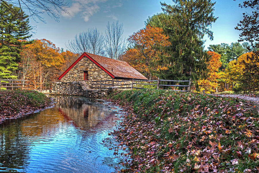 Fall Photograph - Wayside Inn Grist Mill Stream Sudbury MA by Toby McGuire