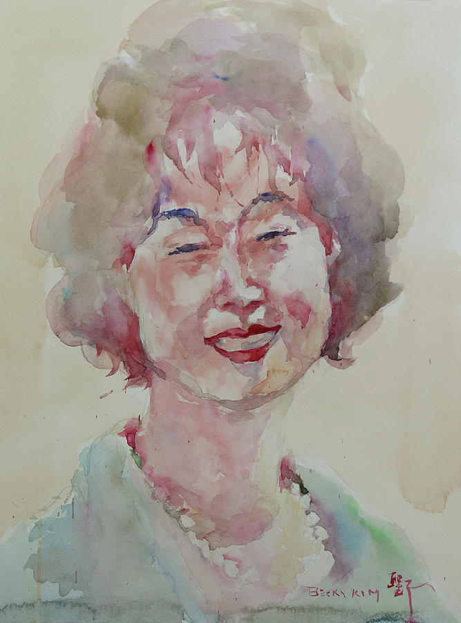 WC Portrait 1627 My Sister Hyunju Painting by Becky Kim