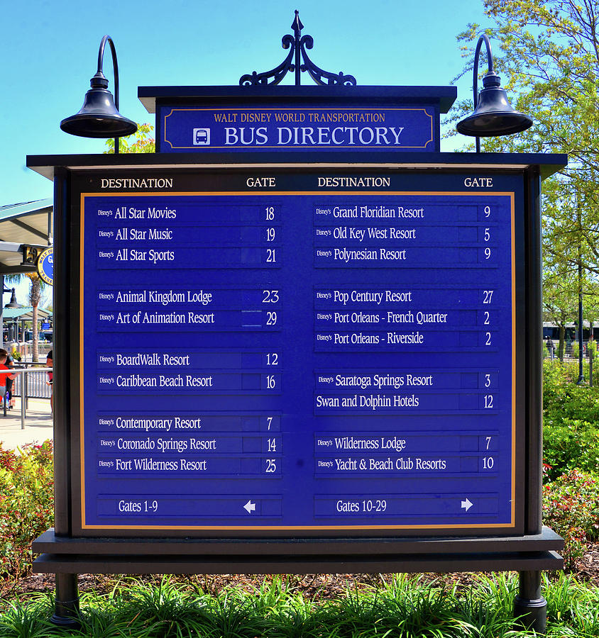 WDW bus directory sign Photograph by David Lee Thompson