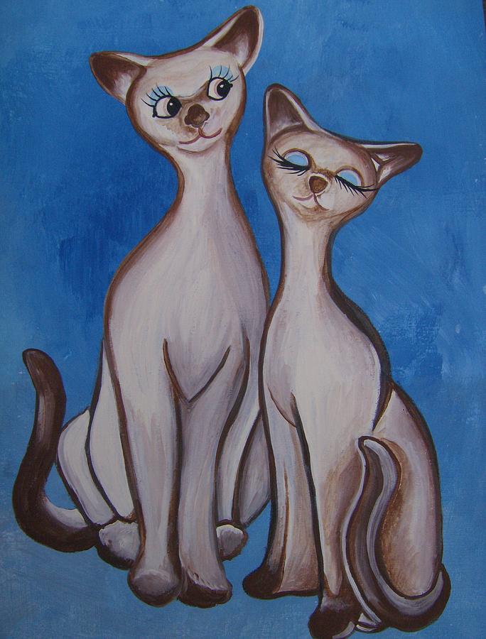 Cat Painting - We Are Siamese by Leslie Manley