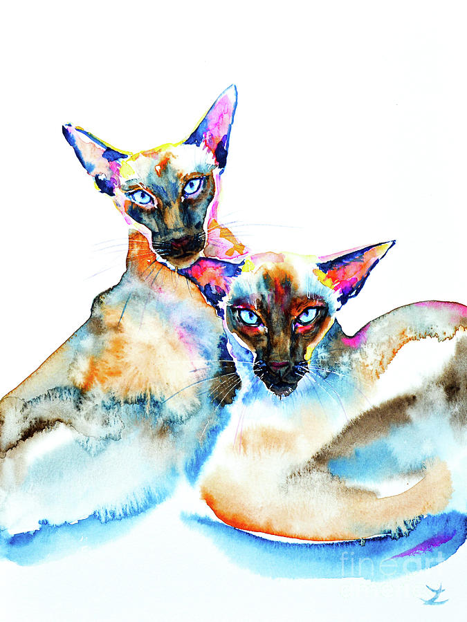 We are Siamese Painting by Zaira Dzhaubaeva