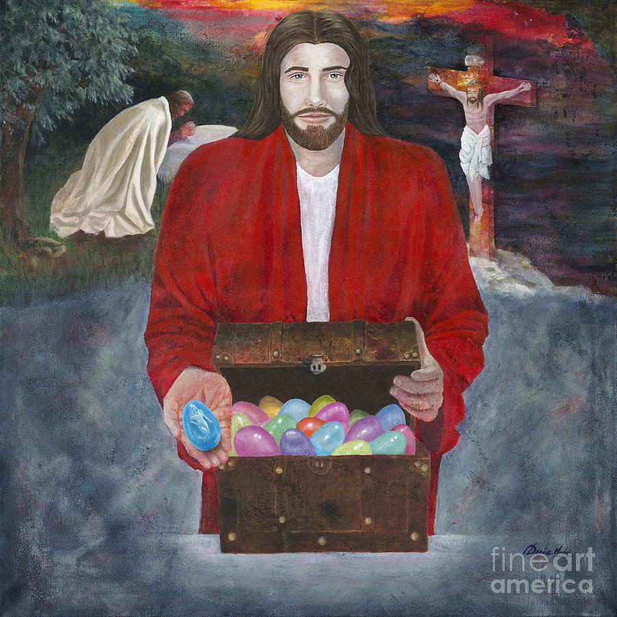 Jesus Christ Painting - We Are the Eggs at Easter by Denise Hoag