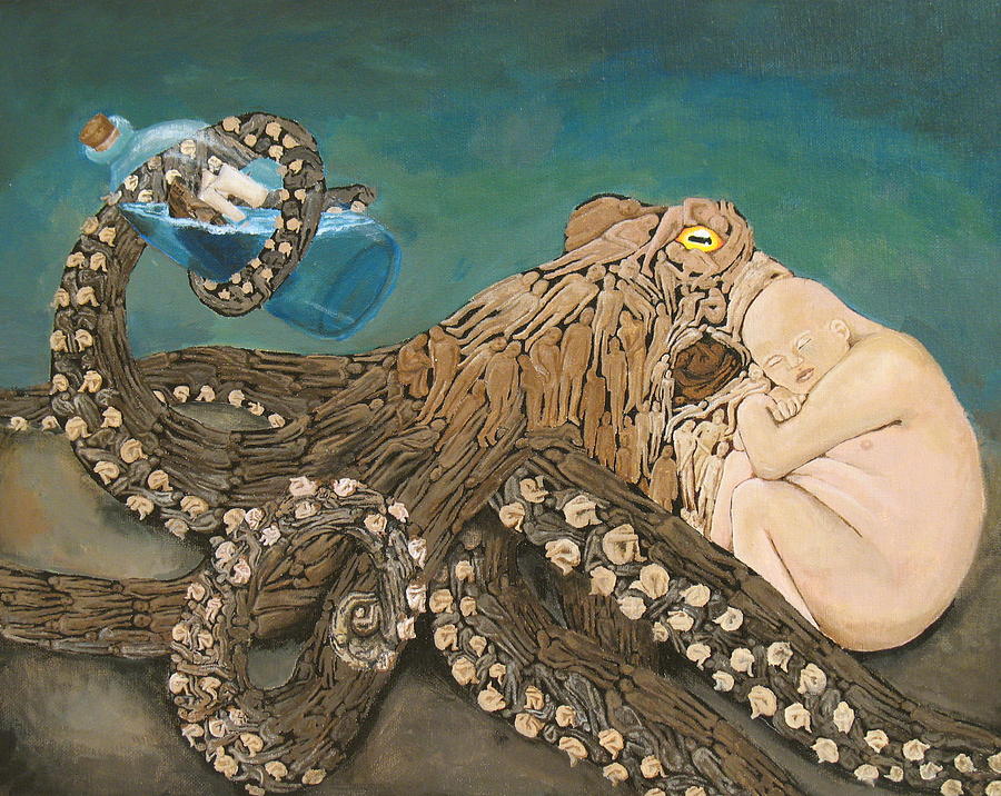 Octopus Painting - We Are the Kraken of Our Own Sinking Ships by David  Nixon