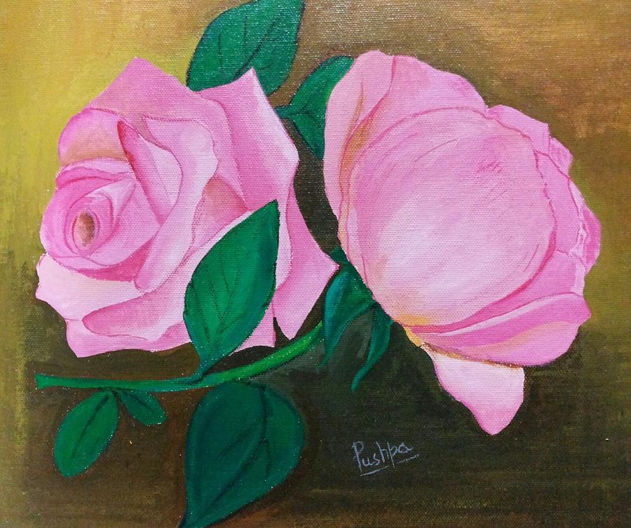 Rose Painting - We are together  by Pushpa Sharma