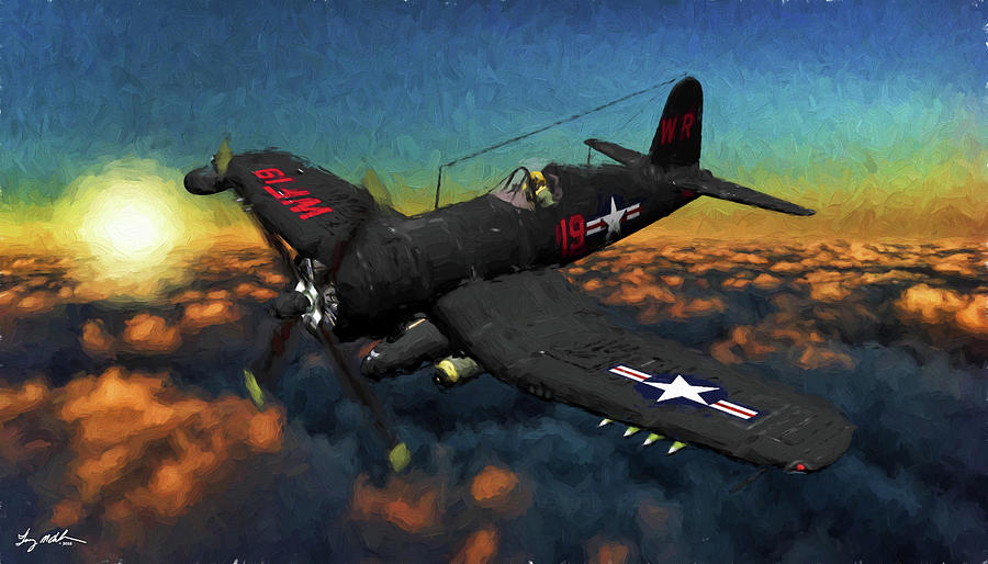 Vought F4u Corsair Digital Art - We Own the Night - Oil by Tommy Anderson