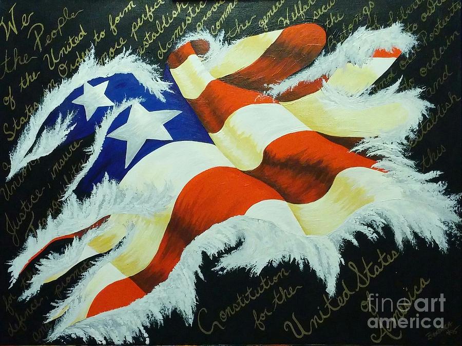 Flag Painting - We The People by Barbara Stanley