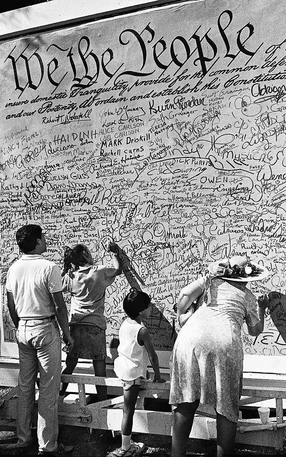 We the people signing Bicentennial of the Constitution Tucson Arizona 1987 Photograph by David Lee Guss