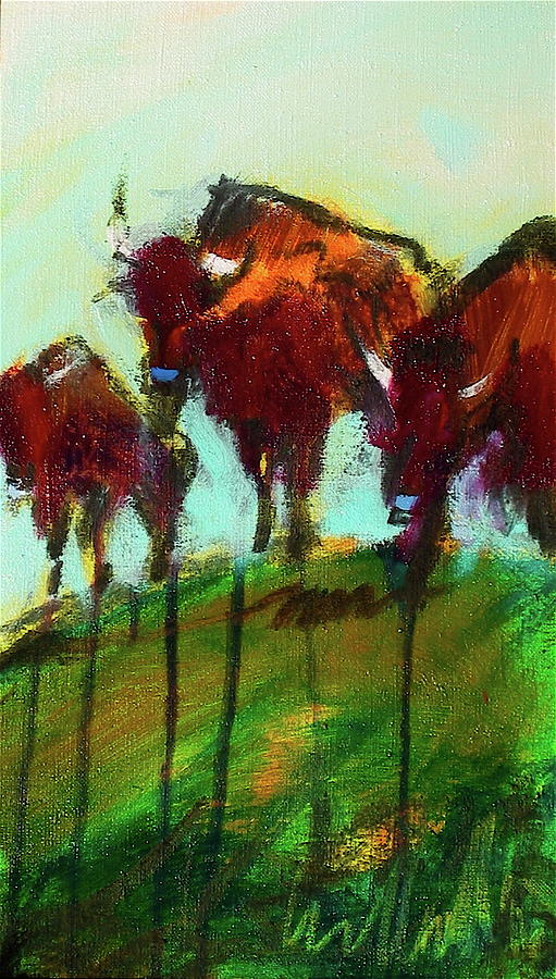 We Three Buffalo Painting by Les Leffingwell