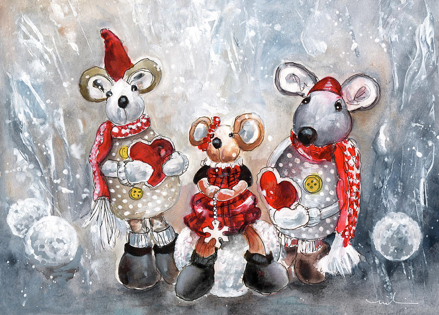 We Three Mice Painting by Miki De Goodaboom