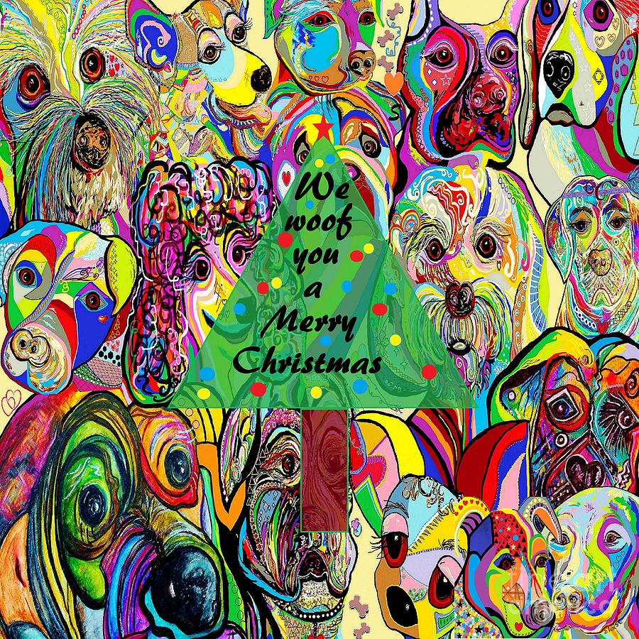 We WOOF You a Merry Christmas Mixed Media by Eloise Schneider Mote