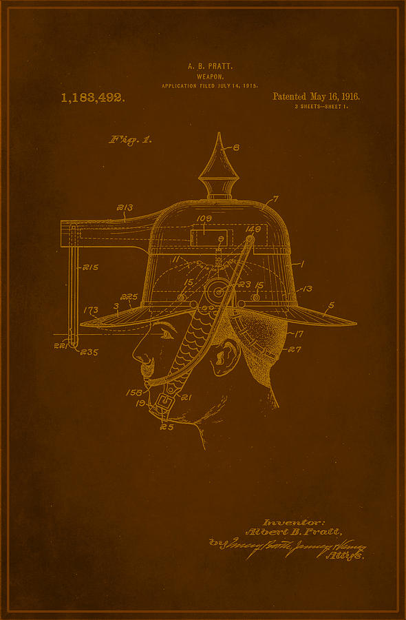 Weapon Patent Drawing 1b Mixed Media by Brian Reaves