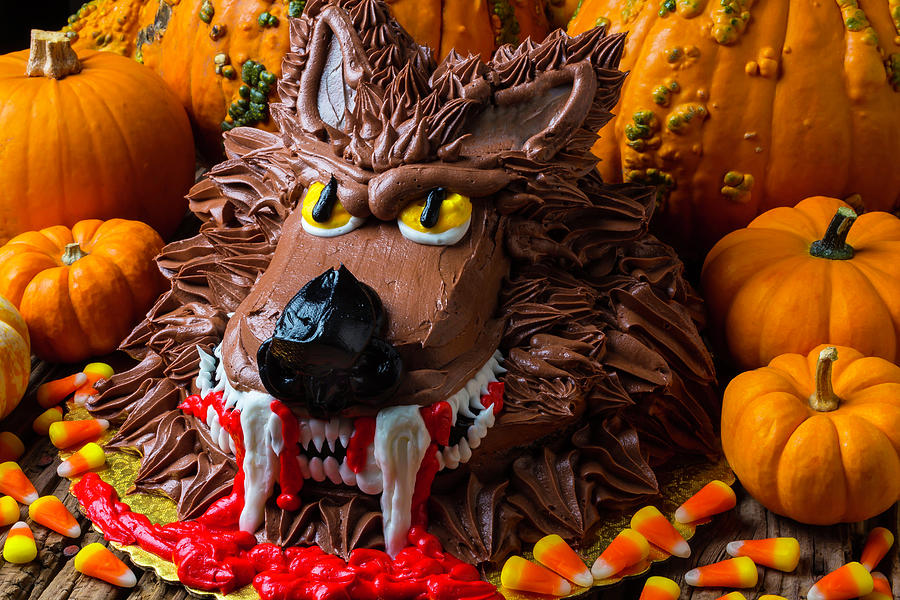 Cake Photograph - Wearwolf Cake With Pumpkins by Garry Gay